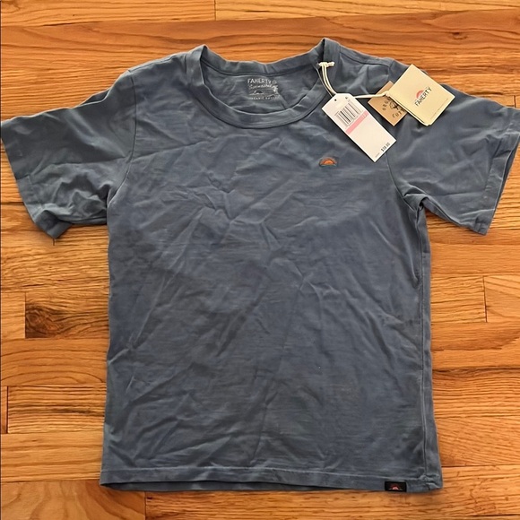 NWT FAHERTY sunwashed organic cotton blue horizon tshirt size 10 - Picture 1 of 4